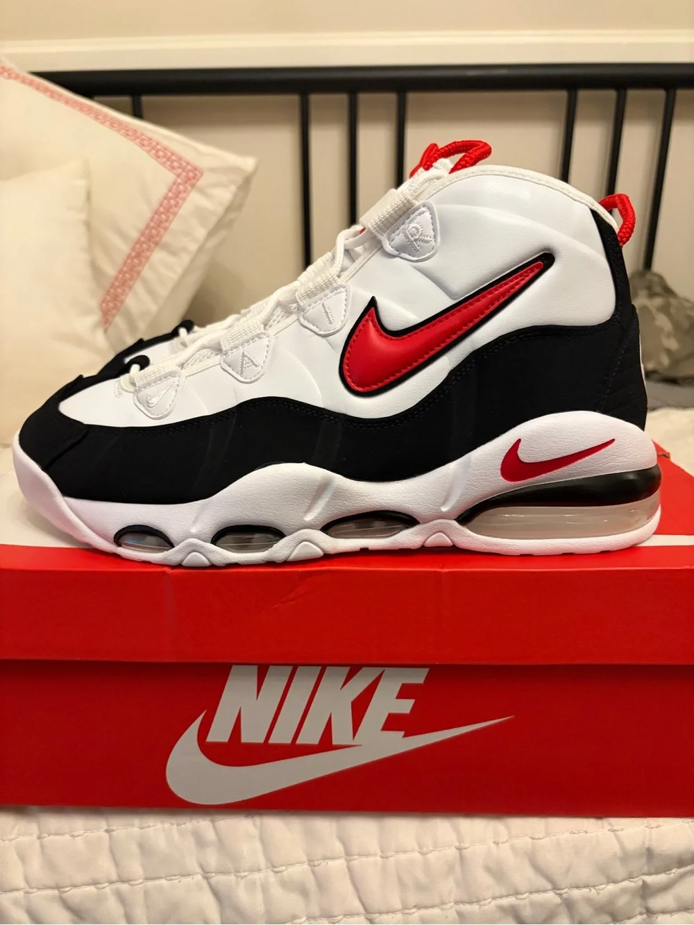 Nike White/Black/Red Air Max Uptempo '95. Size 10.5.